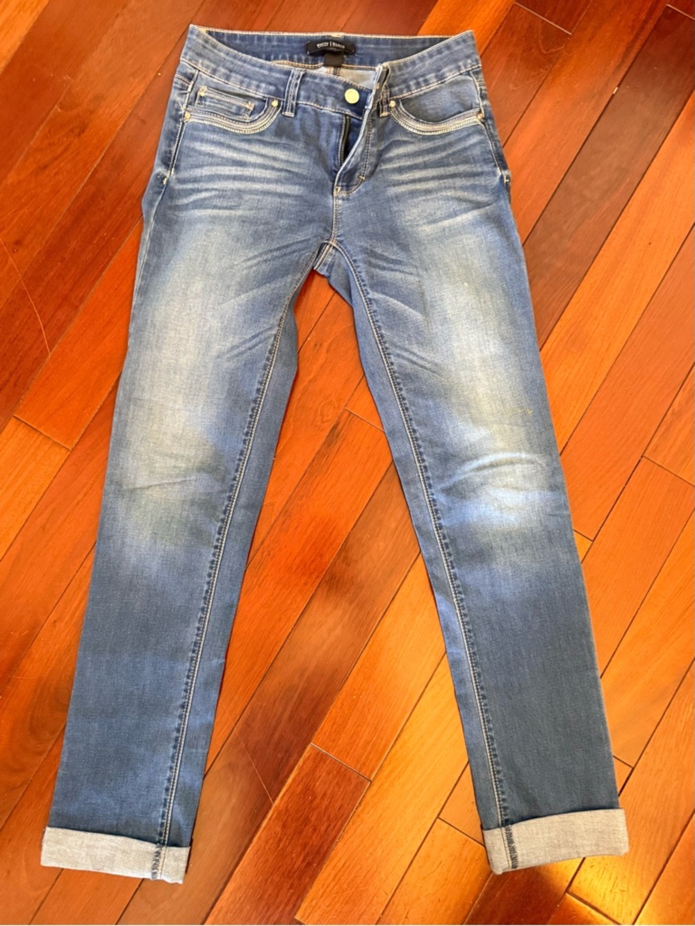 White House Black Market Slim Leg Jeans Womens 0 Blue Stretch Denim Ankle Cuffed
